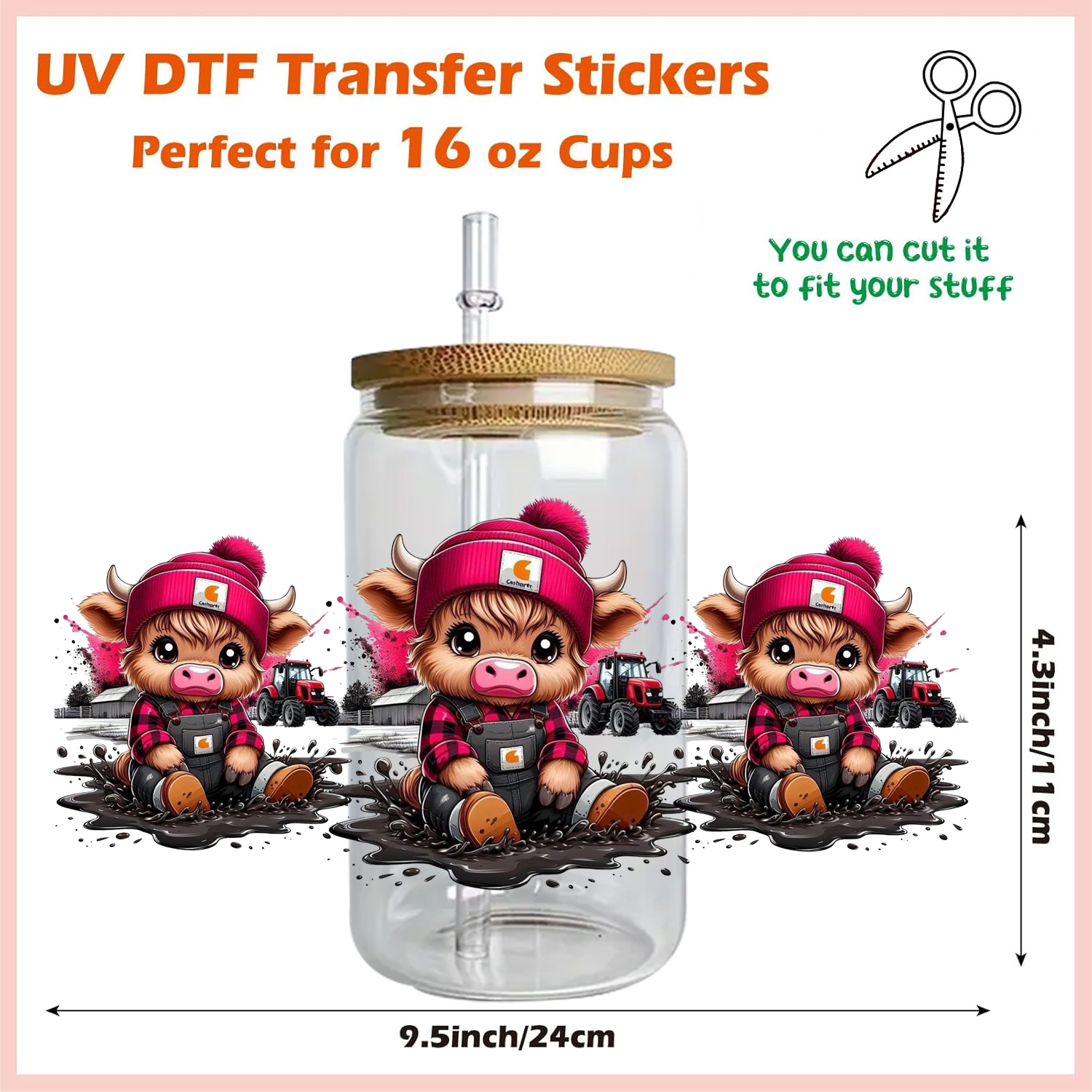 Highland Cow Series 3D UV DTF  - Rdta Tank Glass avaliação e preço