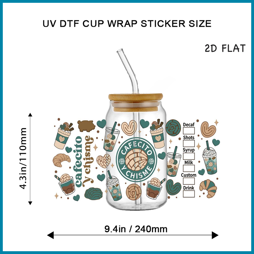 Cafecito Y Chisme UV DTF Cup W - Rdta Tank Glass avaliação e preço