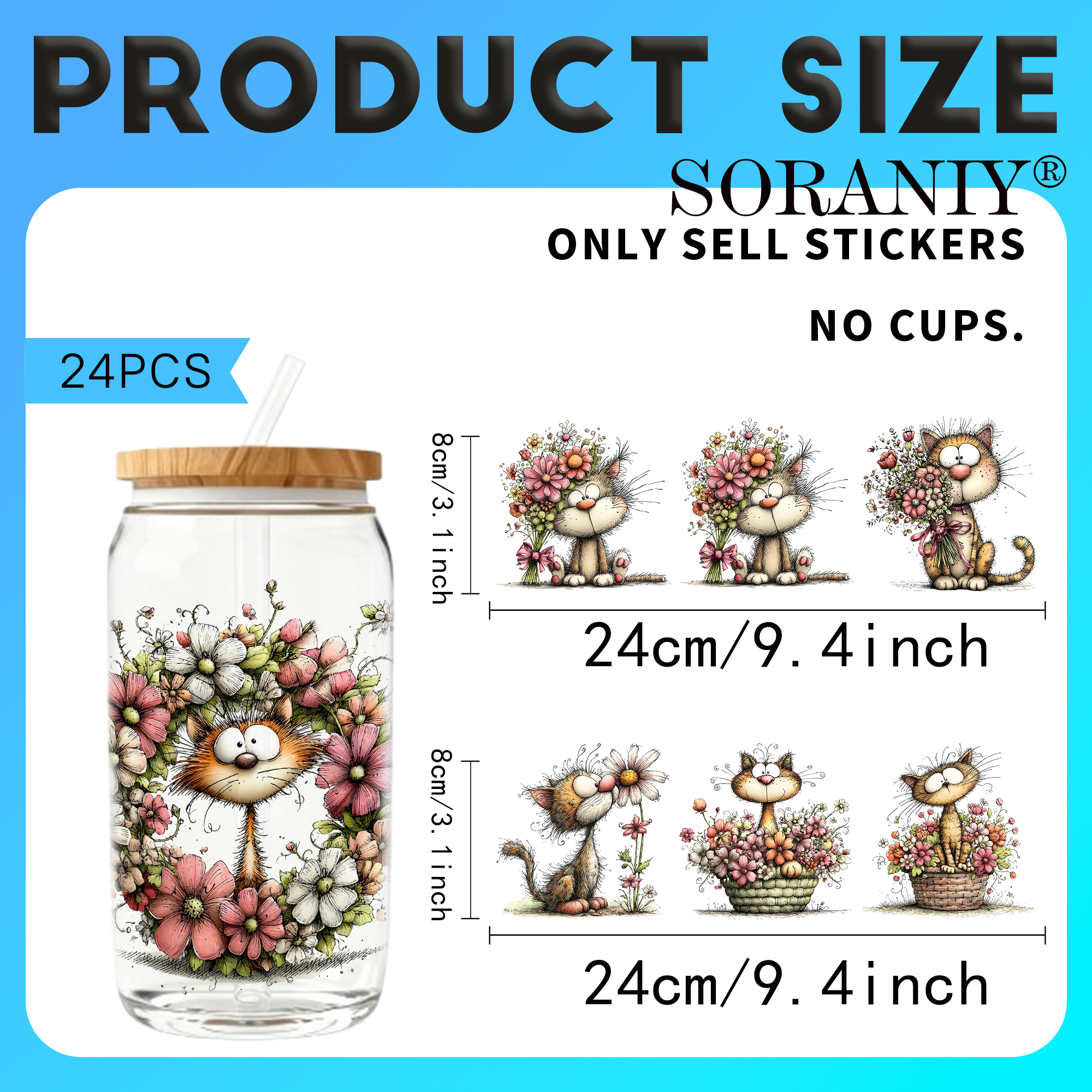 24PCS/Set Whimsical Floral Cat - Rdta Tank Glass avaliação e preço